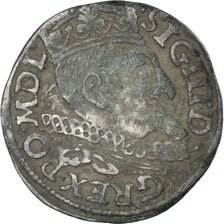 Moeda, Polónia, Sigismund III, trojak, 3 grosze, 1598, Poznan, VF(30-35), Prata