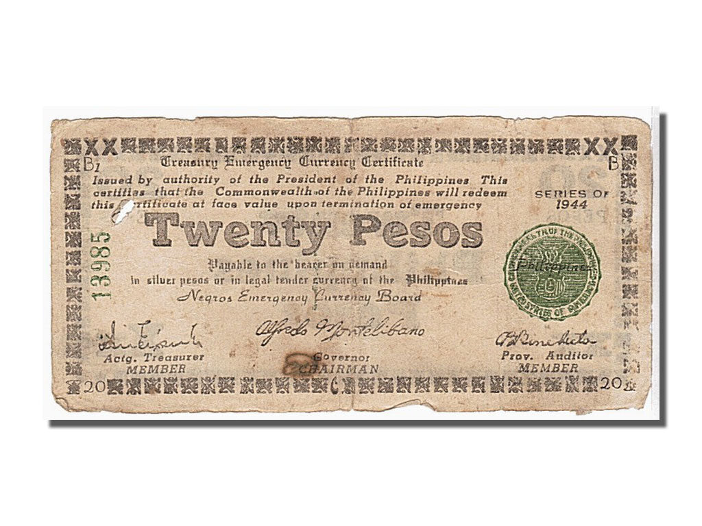 Philippines, 20 Pesos, 1944, KM #S678, VF(30-35)
