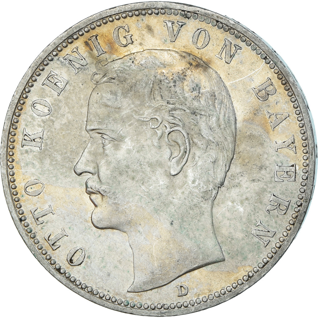 Coin, German States, BAVARIA, Otto, 5 Mark, 1903, Munich, AU(50-53), Silver