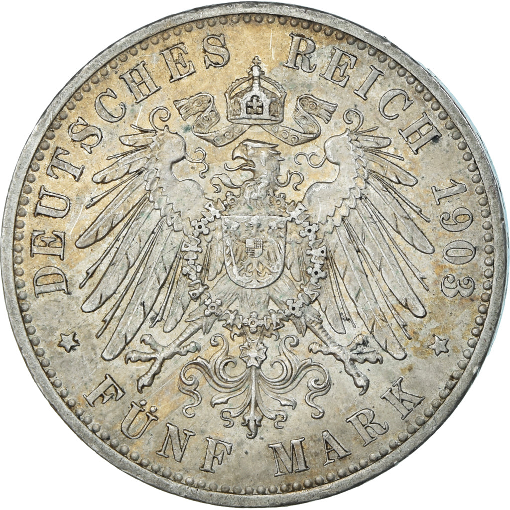 Coin, German States, BAVARIA, Otto, 5 Mark, 1903, Munich, AU(50-53), Silver