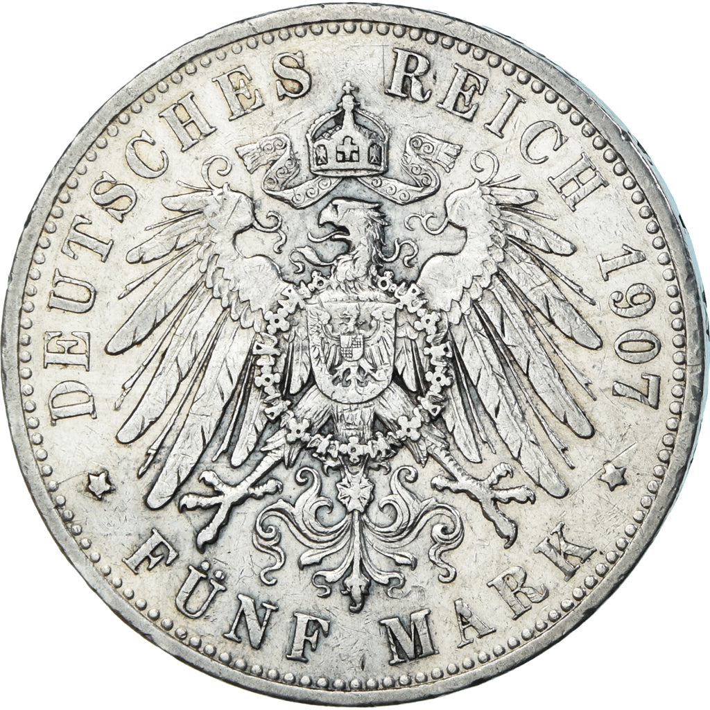 Coin, German States, PRUSSIA, Wilhelm II, 5 Mark, 1907, Berlin, EF(40-45)