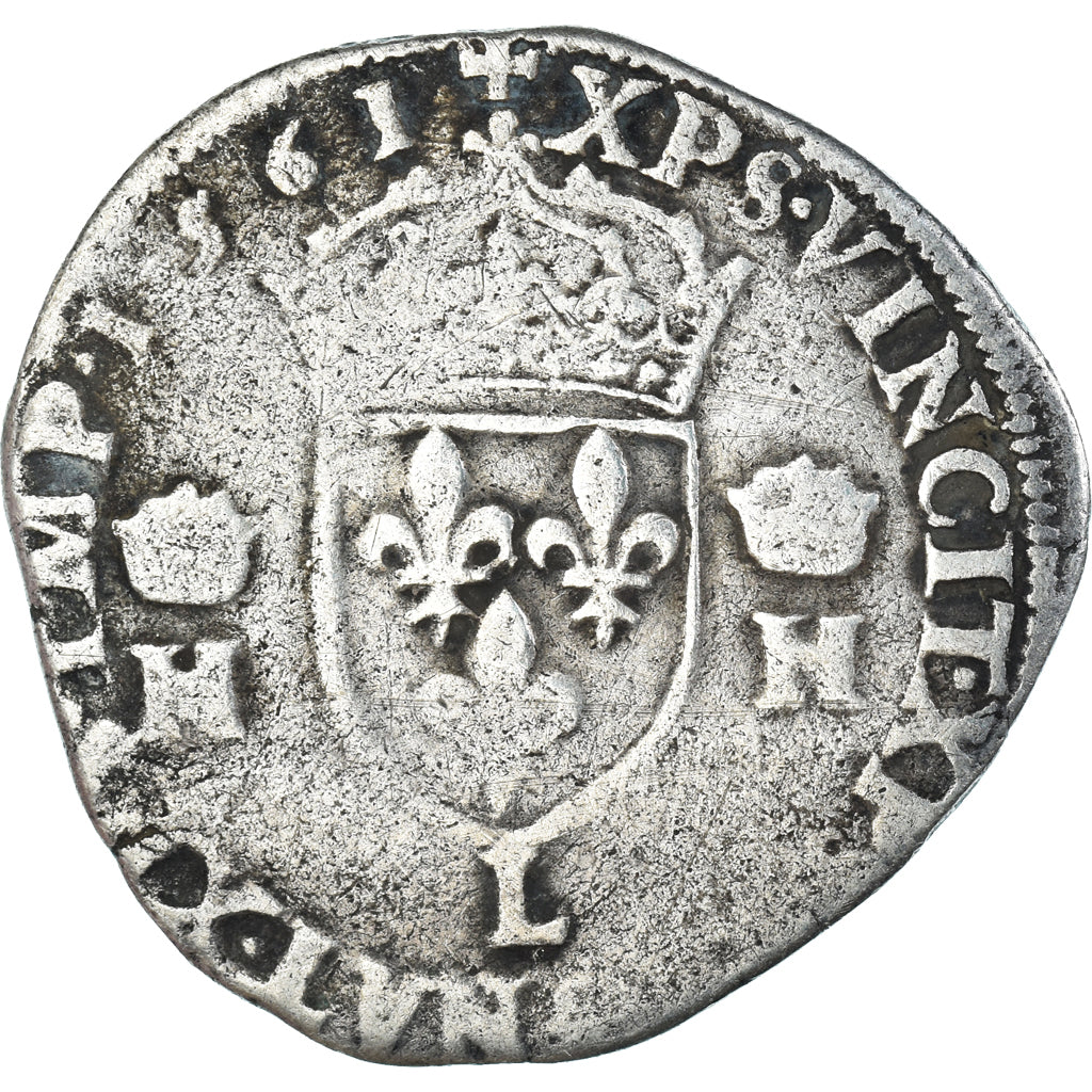 Monnaie, France, Henri II, Teston au buste lauré, 2e type, 1561, Bayonne, TB+