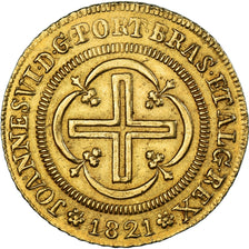 Moeda, Brasil, João VI, 4000 Reis, 1821, Rio de Janeiro, AU(55-58), Dourado