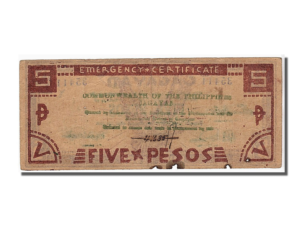 Biljet, Fillipijnen, 5 Pesos, TTB