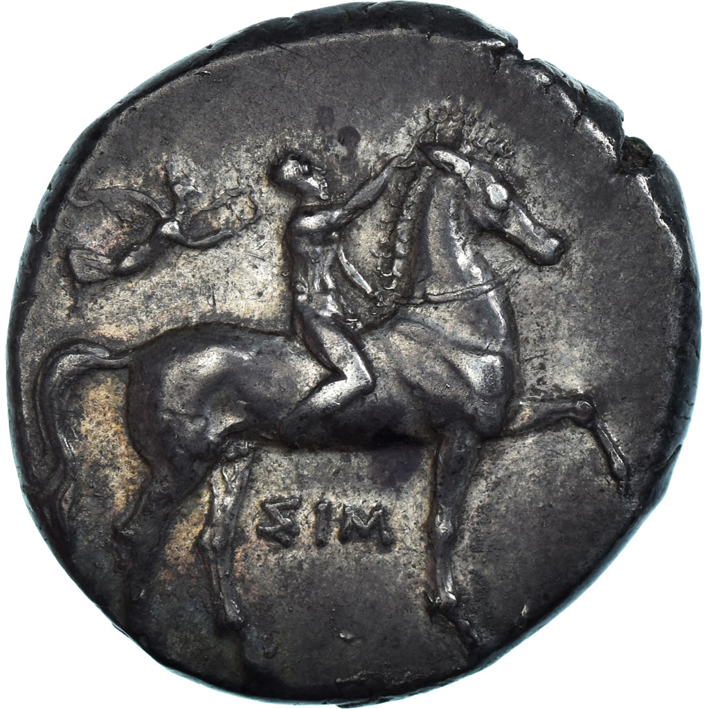 Moeda, Calábria, Stater, ca. 330-325 BC, Tarentum, AU(50-53), Prata, HN