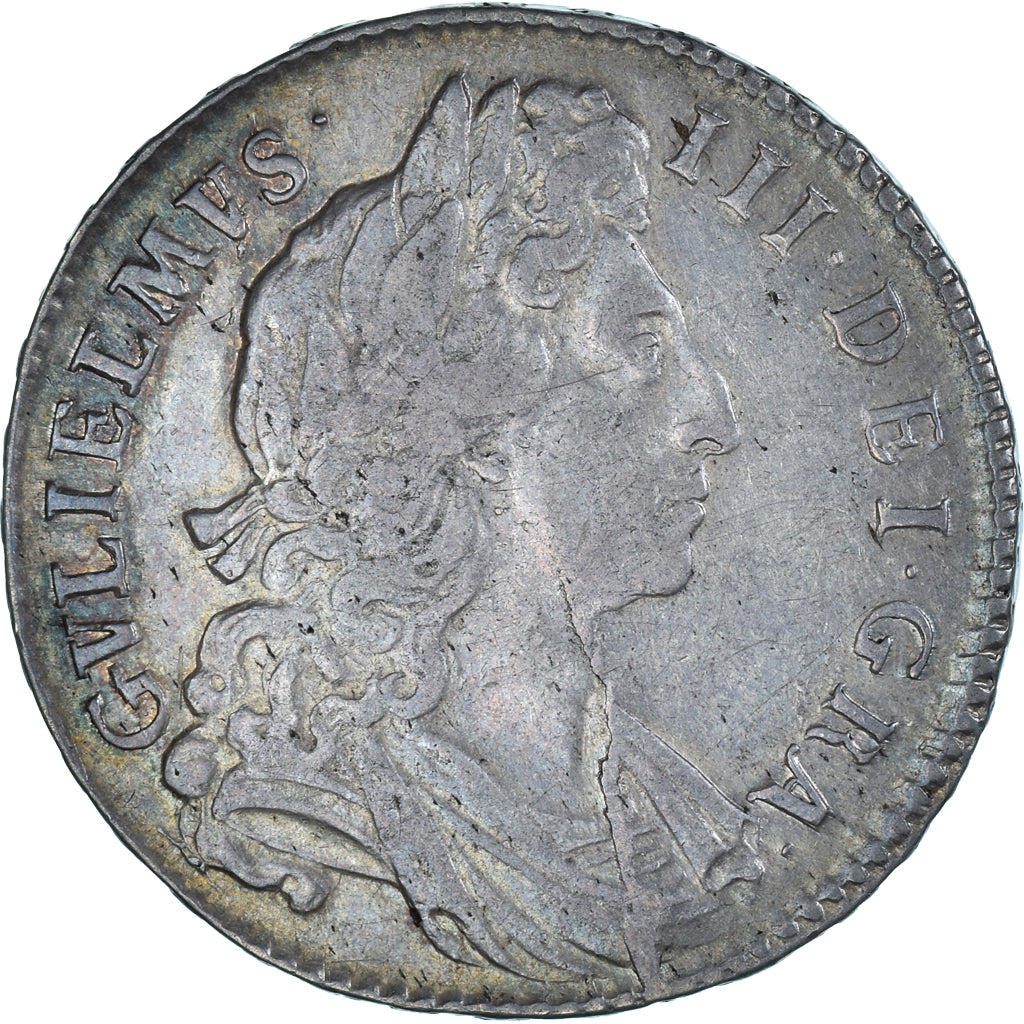 Coin, Great Britain, William III, 1/2 Crown, 1696, VF(30-35), Silver, Spink:3487