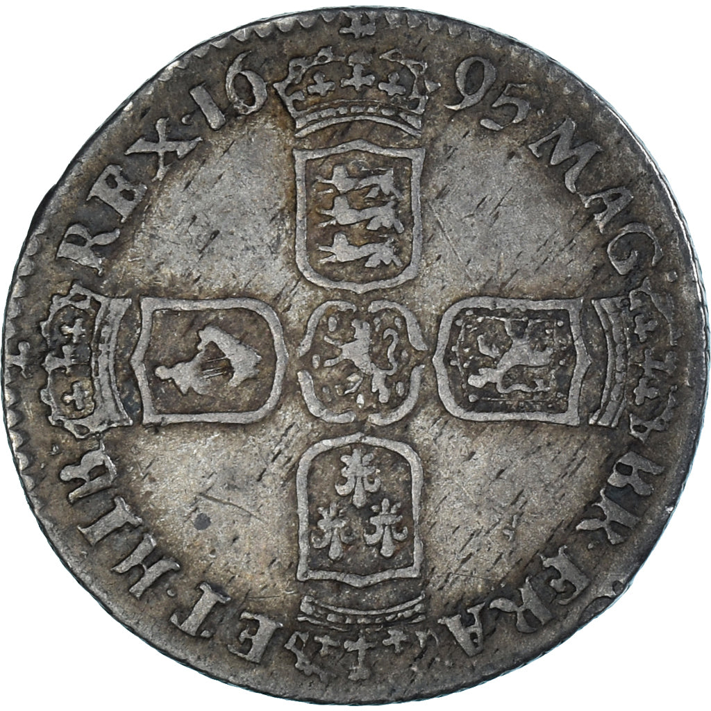 Coin, Great Britain, William III, 6 Pence, 1695, VF(30-35), Silver, Spink:3520