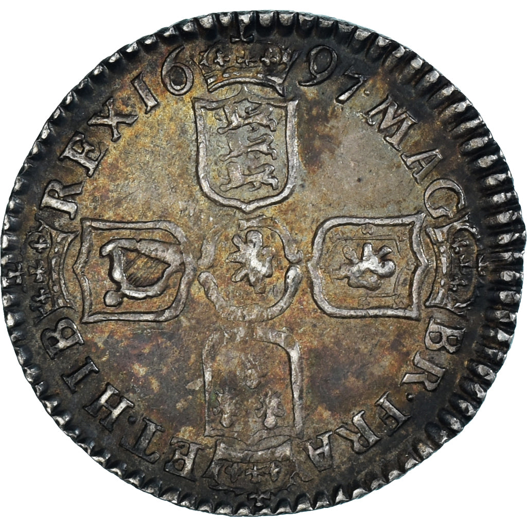 Moeda, Grã-Bretanha, William III, 6 Pence, 1697, Bristol, AU(50-53), Prata
