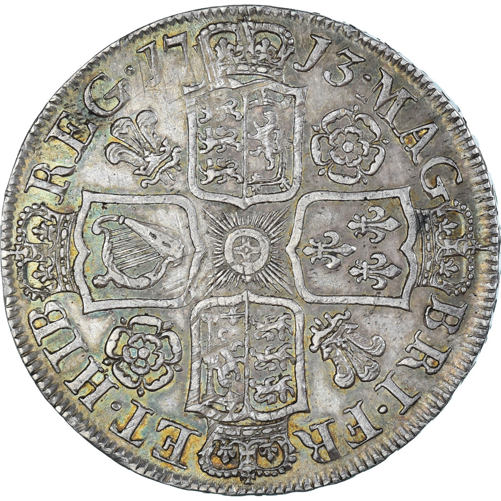 Coin, Great Britain, Anne, 1/2 Crown, 1713, EF(40-45), Silver, Spink:3607