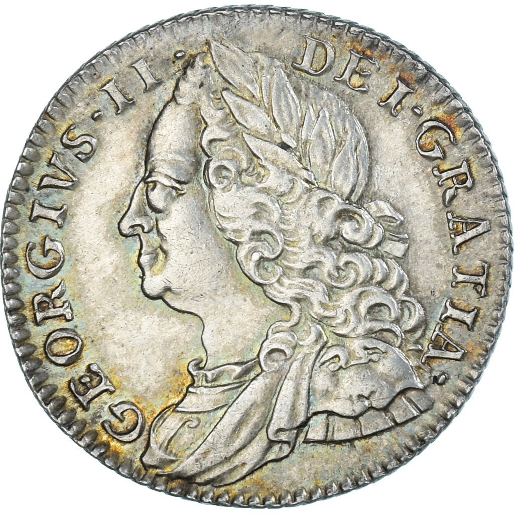 Coin, Great Britain, George II, 6 Pence, 1757, AU(50-53), Silver, Spink:3711