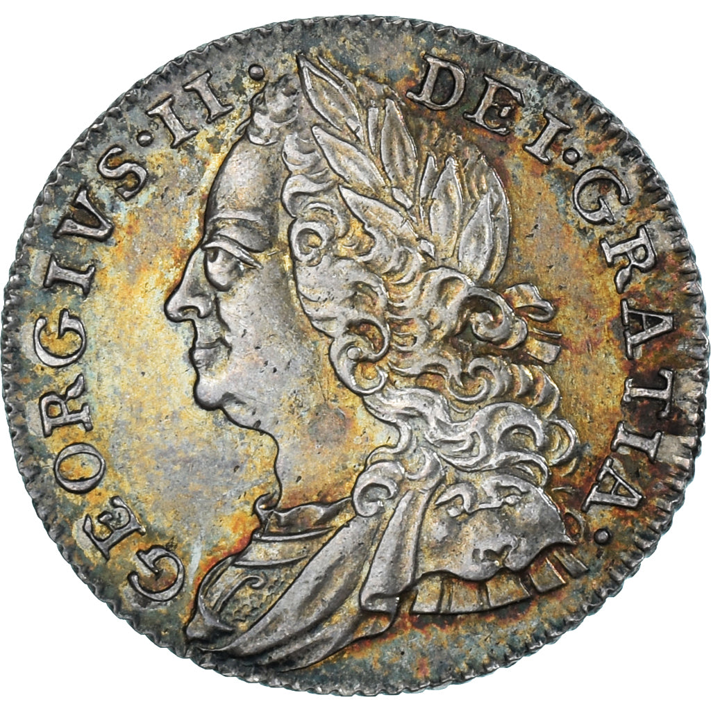 Moneta, Gran Bretagna, George II, 6 Pence, 1758/7, SPL-, Argento, Spink:3711