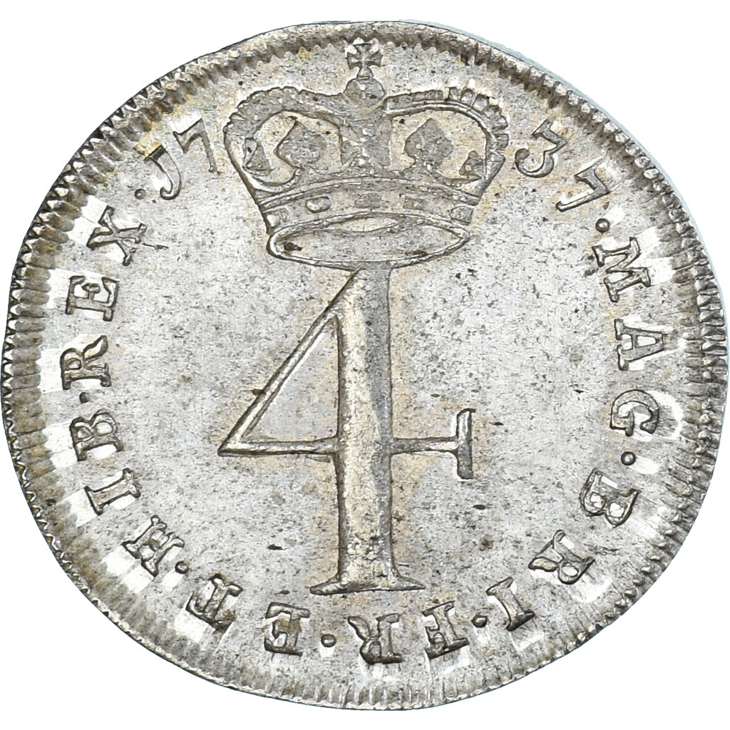 Coin, Great Britain, George II, 4 Pence, 1737, AU(55-58), Silver, Spink:3712A