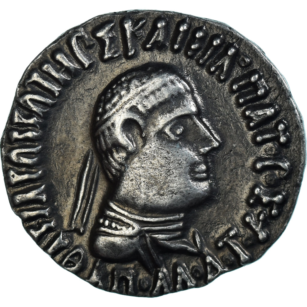 Moneda, Indo-Greek Kingdom, Apollodotos II, Drachm, ca. 85-65 BC, EBC, Plata