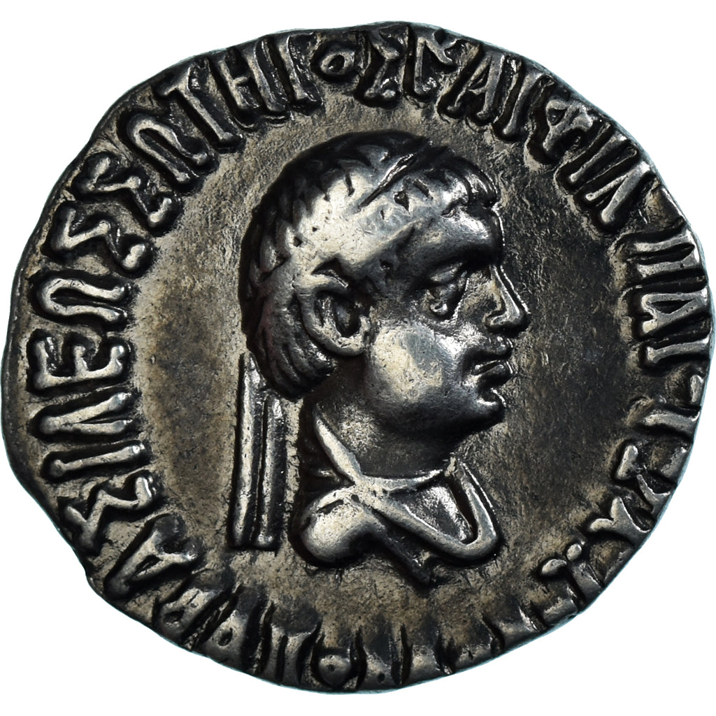 Moeda, Indo-Greek Kingdom, Apollodotos II, Drachm, ca. 85-65 BC, AU(50-53)