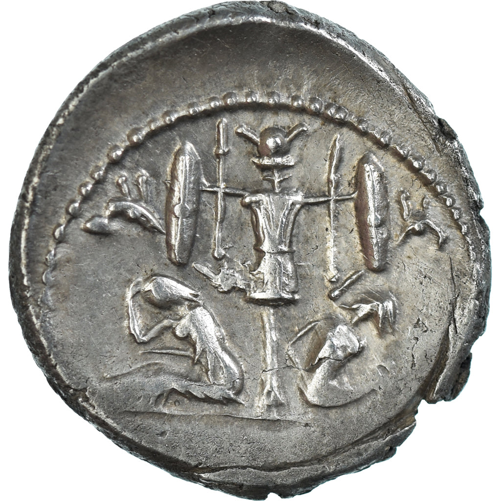 Moneda, Julius Caesar, Denarius, 46-45 BC, Military mint in Spain, MBC+, Plata