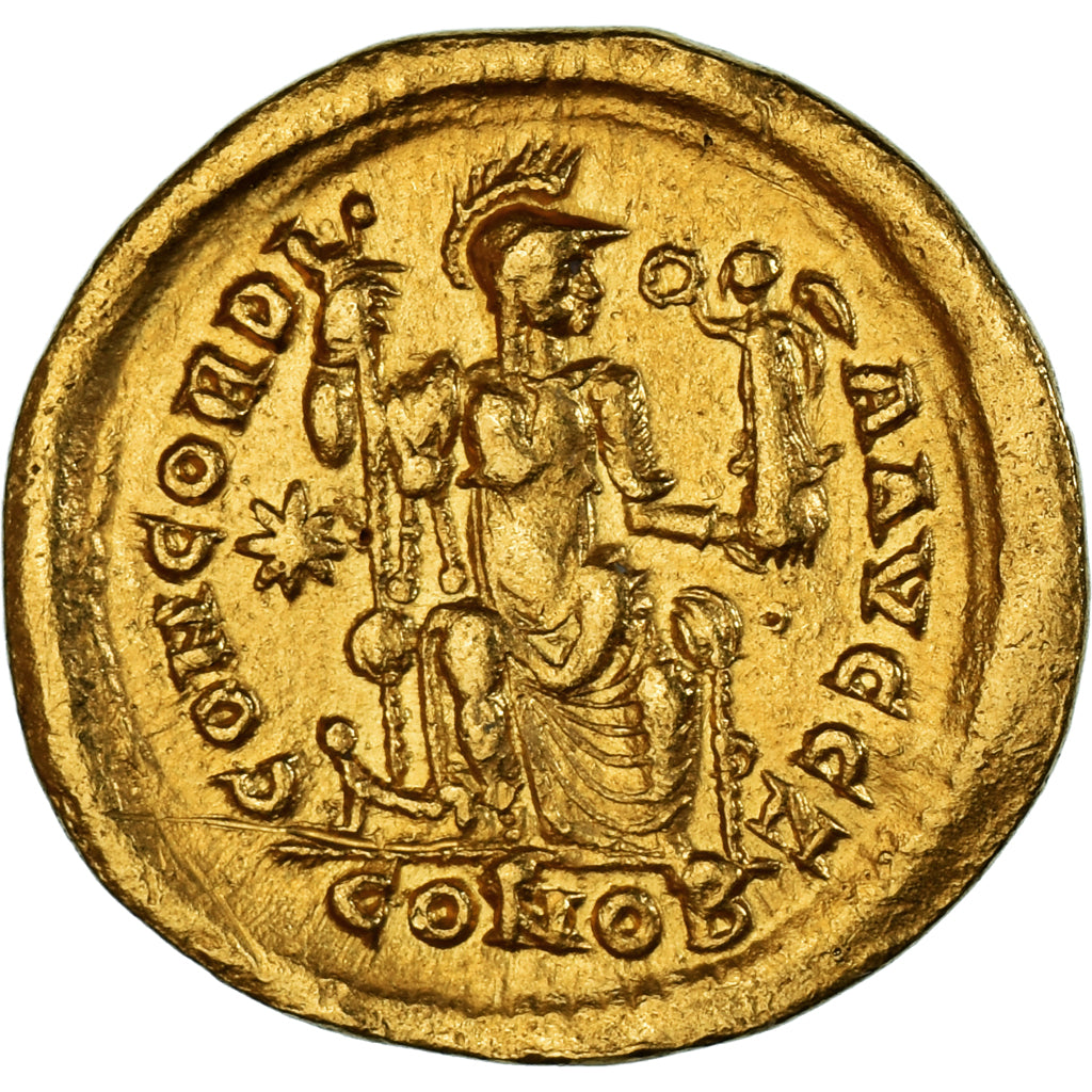 Moneda, Theodosius II, Solidus, 408-420, Constantinople, MBC+, Oro, RIC:X-202