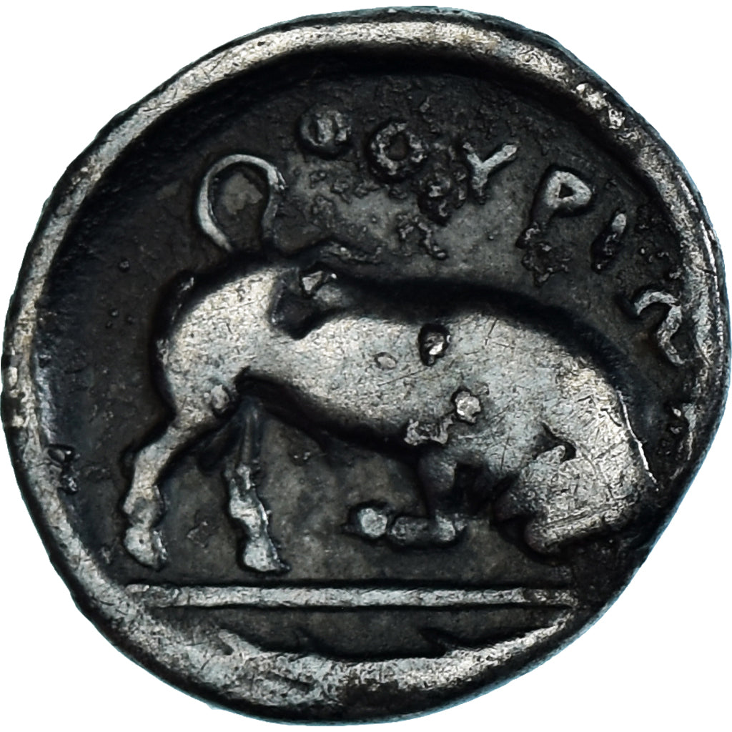 Moeda, Lucânia, Triobol, ca. 443-400 BC, Thourioi, VF(30-35), Prata, HN