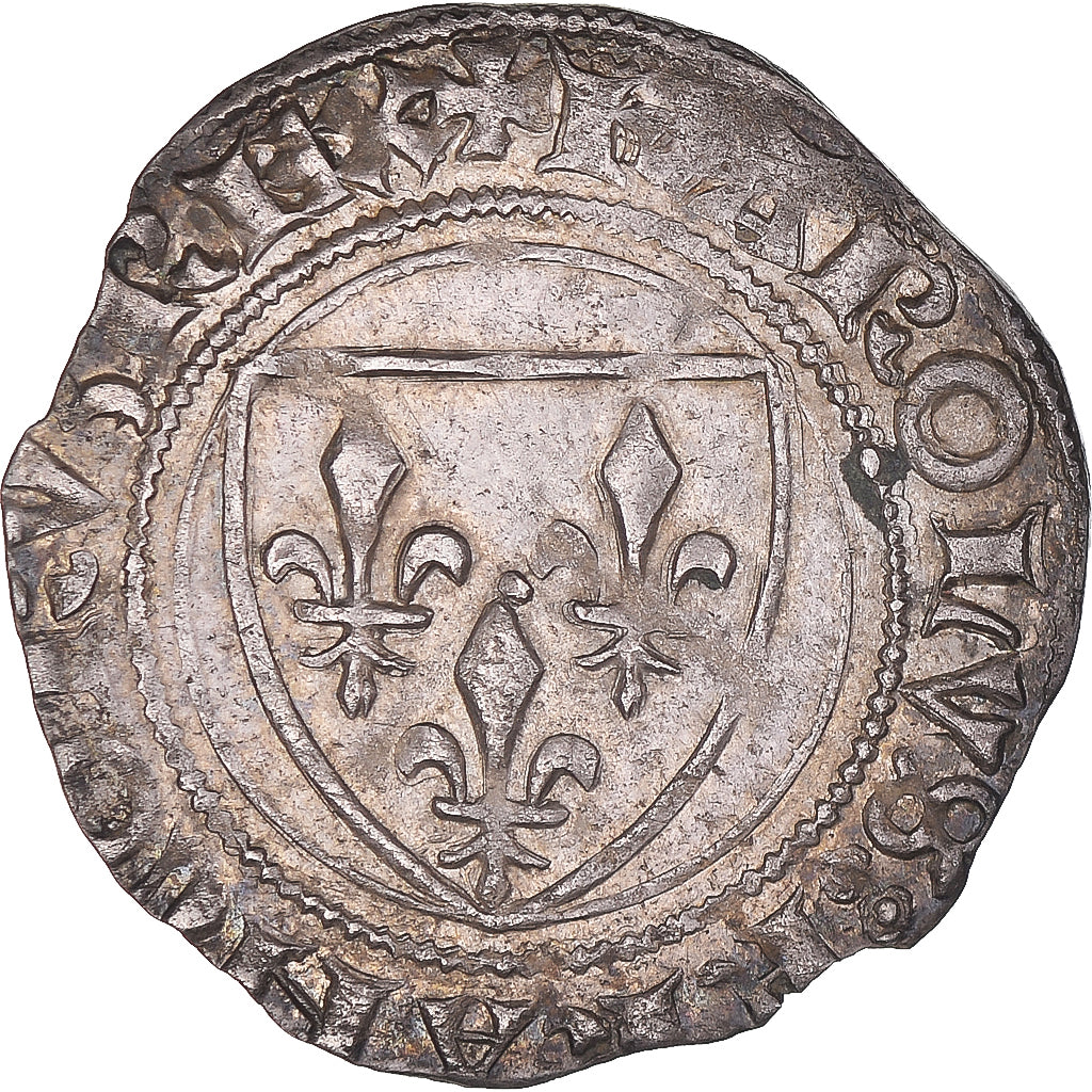 Coin, France, Charles VI, Blanc Guénar, Montpellier, AU(50-53), Silver