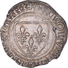 Coin, France, Charles VI, Blanc Guénar, Montpellier, AU(50-53), Silver