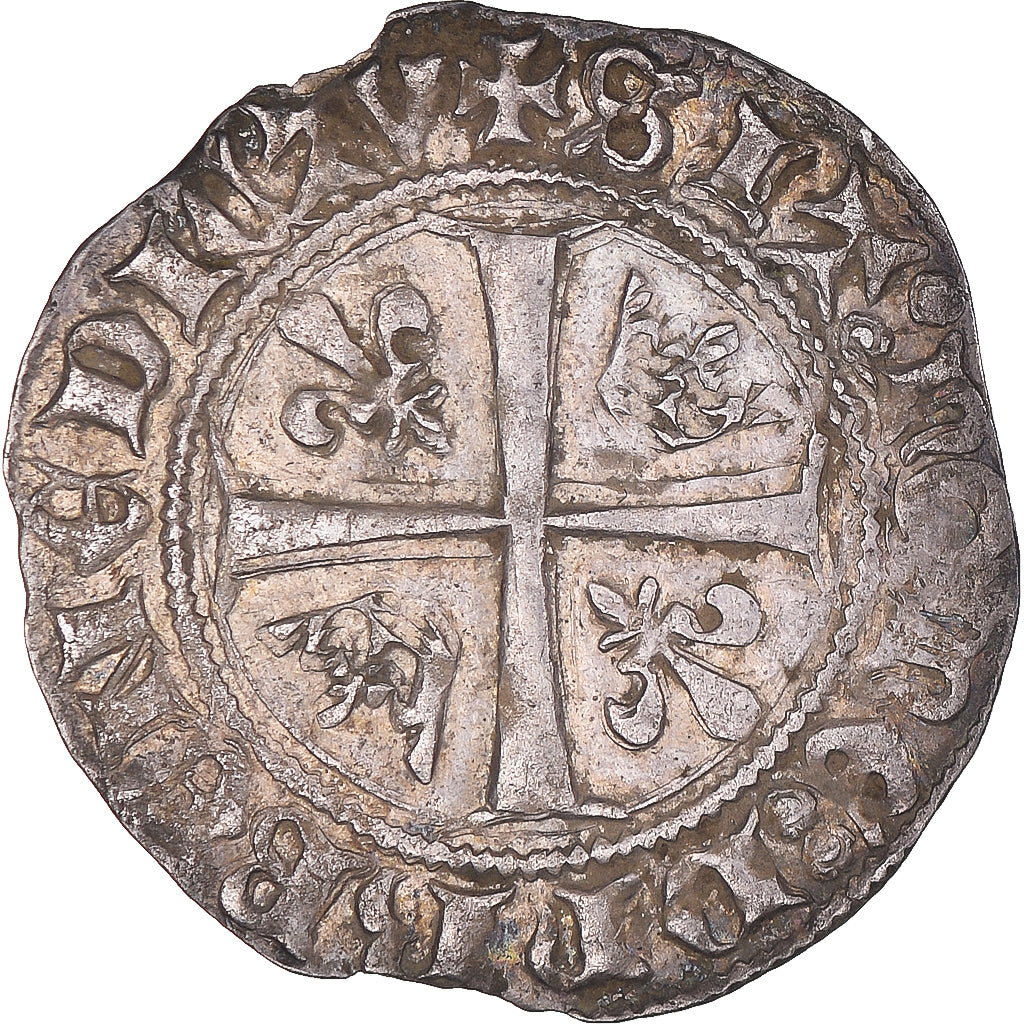 Coin, France, Charles VI, Blanc Guénar, Montpellier, AU(50-53), Silver