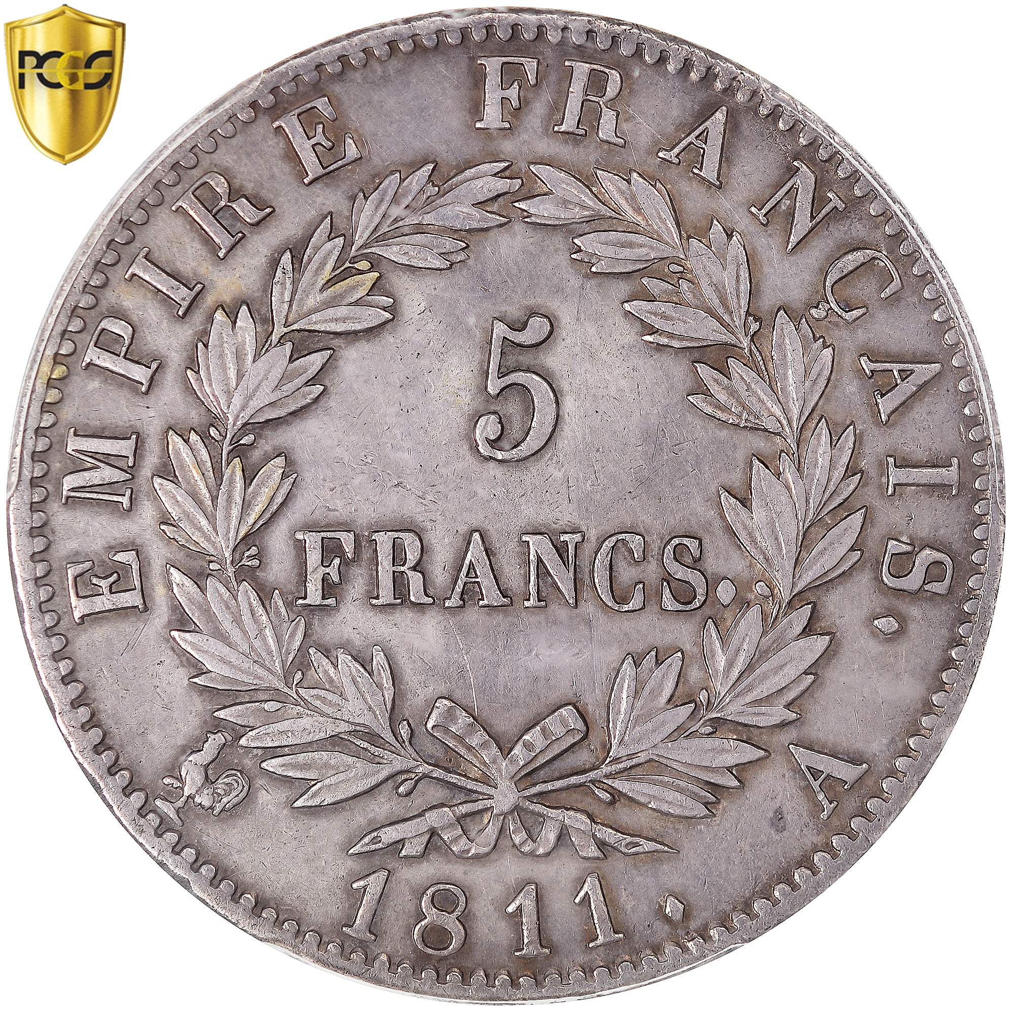 Moneda, Francia, Napoleon I, 5 Francs, 1811, Paris, PCGS, XF Details, MBC+