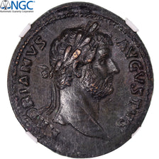 Coin, Hadrian, As, ca. 129-130, Rome, graded, NGC, Cf XF 4/5 4/5, AU(50-53)