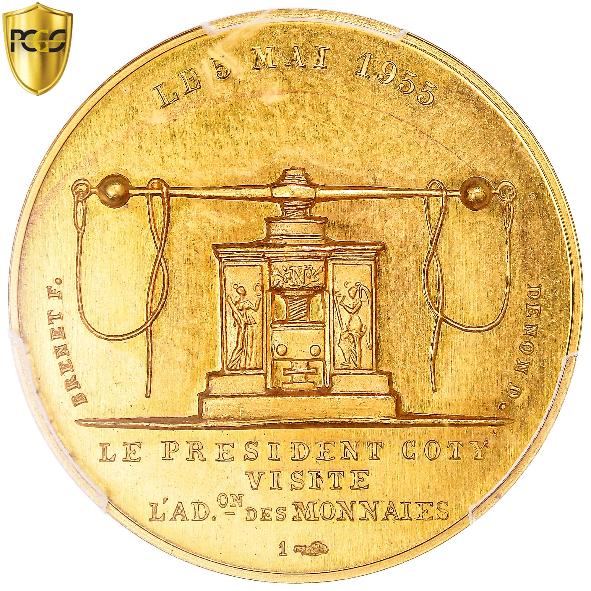 Coin, France, Visite de René Coty, 20 Francs, 1955, Monnaie de Paris, PCGS