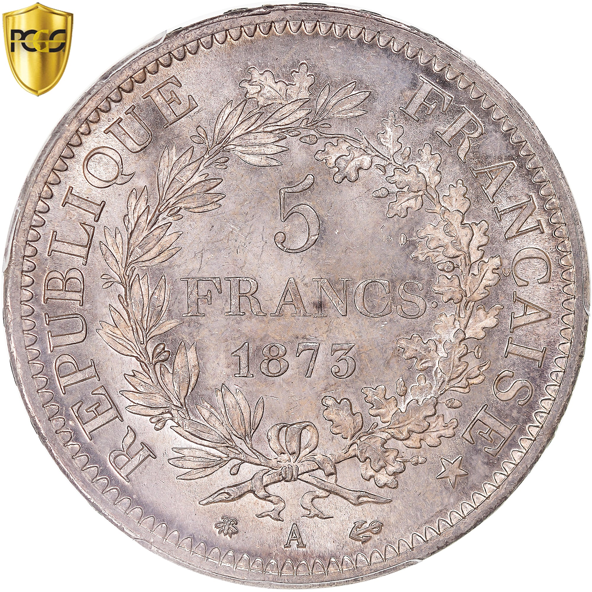 Coin, France, Hercule, 5 Francs, 1873, Paris, PCGS, MS65, MS(65-70), Silver