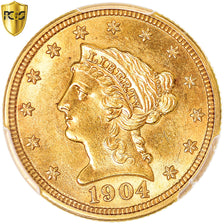 Moneta, USA, Coronet Head, $2.50, Quarter Eagle, 1904, U.S. Mint, Philadelphia