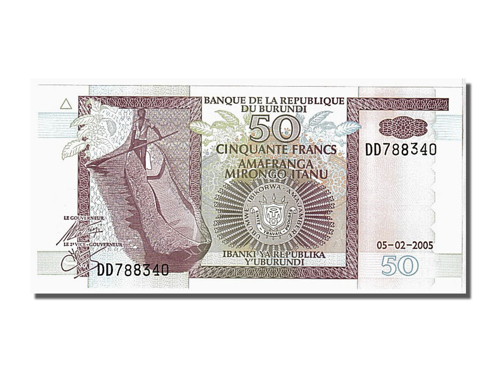 Banknote, Burundi, 50 Francs, 2002, KM:36e, UNC(65-70)