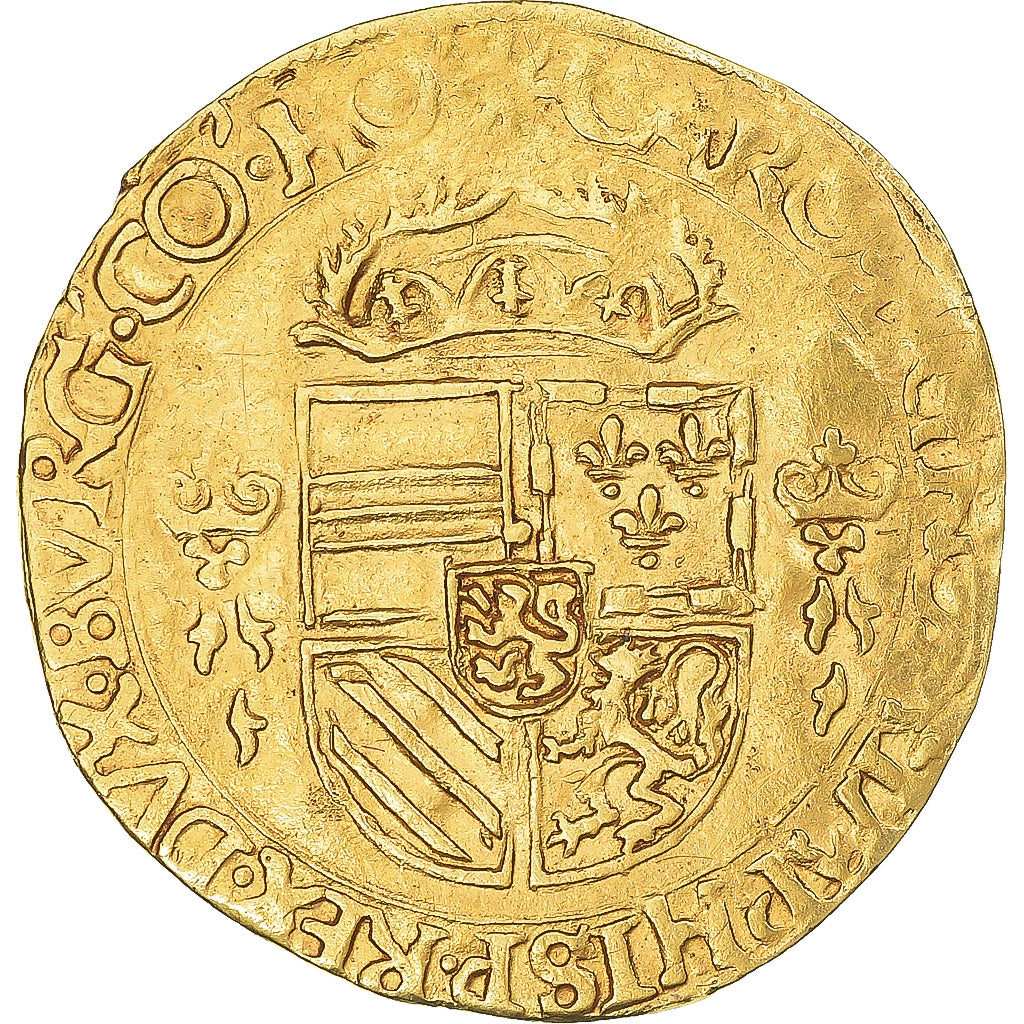 Monnaie, Pays-Bas, Charles Quint, couronne d'or au soleil, 1543, Nimega, TTB+