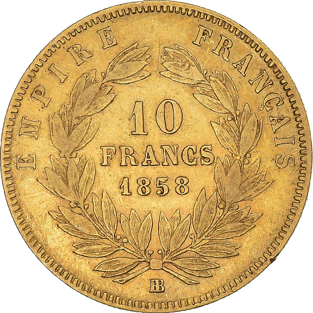 Coin, France, Napoleon III, 10 Francs, 1858, Strasbourg, VF(30-35), Gold