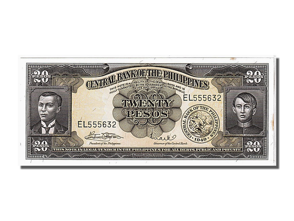 Banknote, Philippines, 20 Pesos, 1949, AU(55-58)