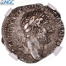 Coin, Hadrian, Denarius, 120-121, Rome, graded, NGC, XF flan flaw, EF(40-45)