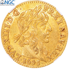 Monnaie, France, Louis XIII, 1/2 Louis d'or, 1643, Paris, NGC, AU58, SUP, Or