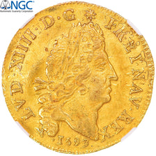 Monnaie, France, Louis XIV, 1/2 Louis d'or aux 4 L, 1693, Lyon, NGC, AU Details