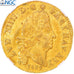 Monnaie, France, Louis XIV, 1/2 Louis d'or aux 4 L, 1693, Lyon, NGC, AU Details