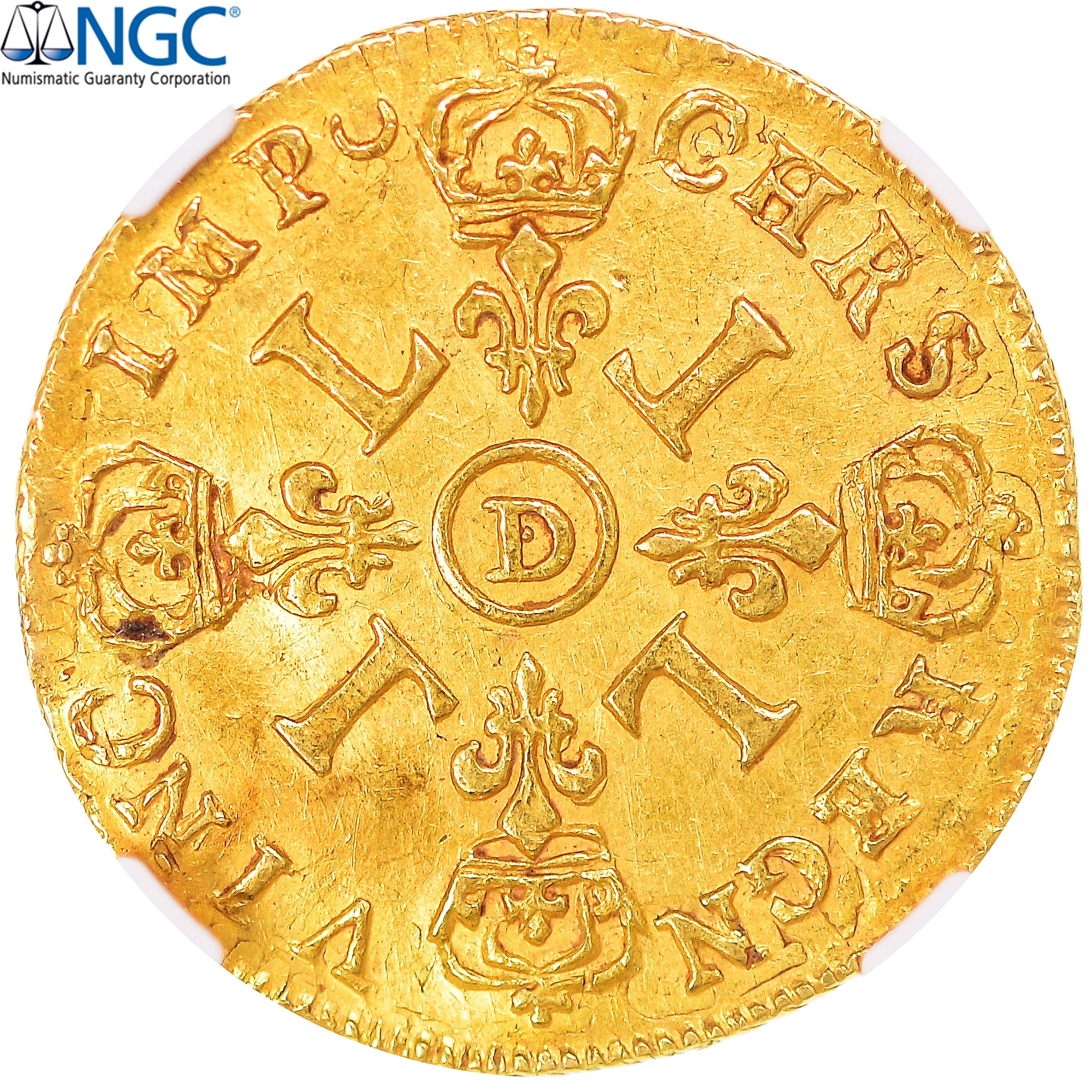Monnaie, France, Louis XIV, 1/2 Louis d'or aux 4 L, 1693, Lyon, NGC, AU Details