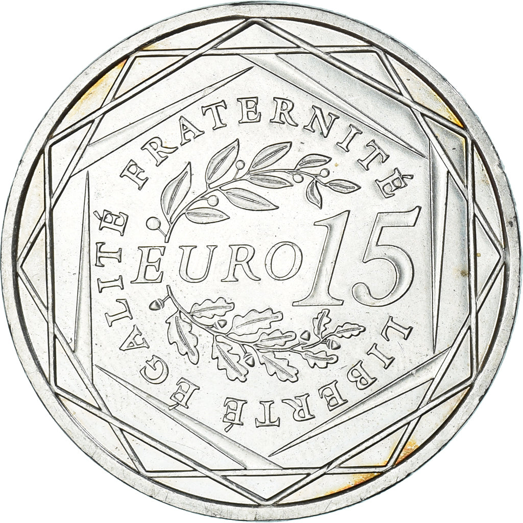 Francia, Semeuse, 15 Euro, 2008, Monnaie de Paris, EBC+, Plata, KM:1535