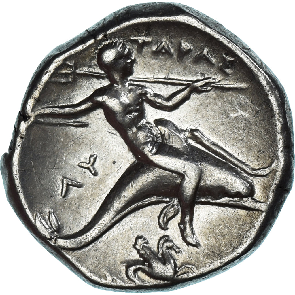 Coin, Calabria, Nomos, 280 BC, Tarentum, AU(50-53), Silver, HN Italy:968