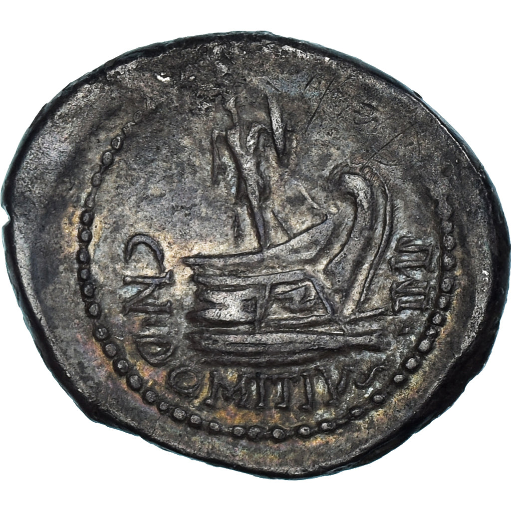 Moneta, Domitia, Denarius, 41-40 BC, Uncertain Mint, Przebicie, EF(40-45)