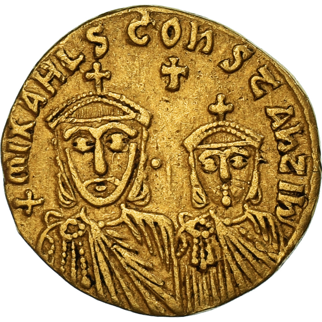 Moneta, Theophilus, with Constantine and Michael III, Solidus, ca. 830-840