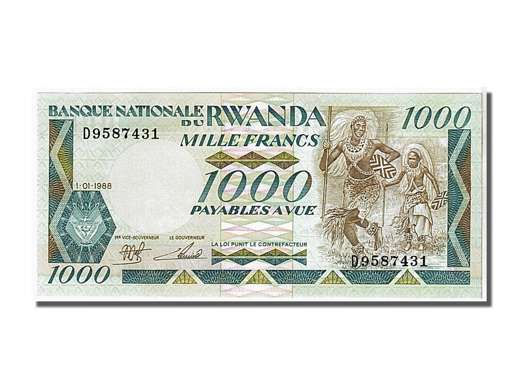 Banknote, Rwanda, 1000 Francs, 1988, 1988-01-01, KM:21a, UNC(65-70)