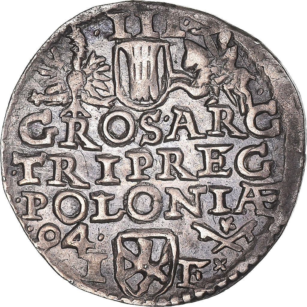 Monnaie, Pologne, Sigismund III, 3 Groschen, 1594, Olkusz, SUP, Argent, KM:6