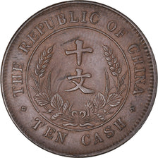 Moeda, CHINA, REPÚBLICA DA, 10 Cash, Undated (1912-1949), AU(50-53), Cobre