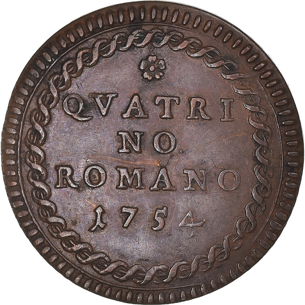 Coin, ITALIAN STATES, PAPAL STATES, Benedict XIV, Quattrino, 1754, Roma