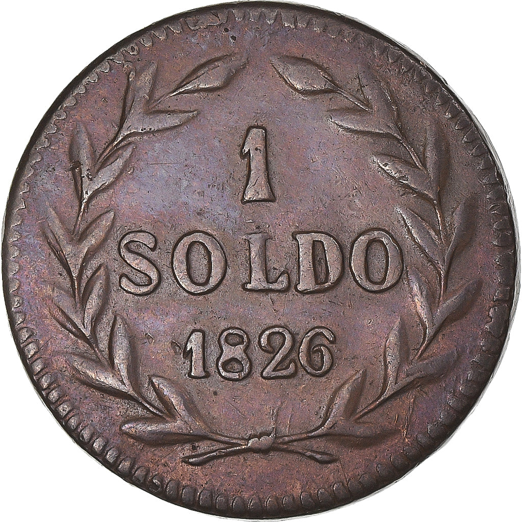 Coin, ITALIAN STATES, LUCCA, Soldo, 1826, Lucques, AU(55-58), Copper, KM:A34