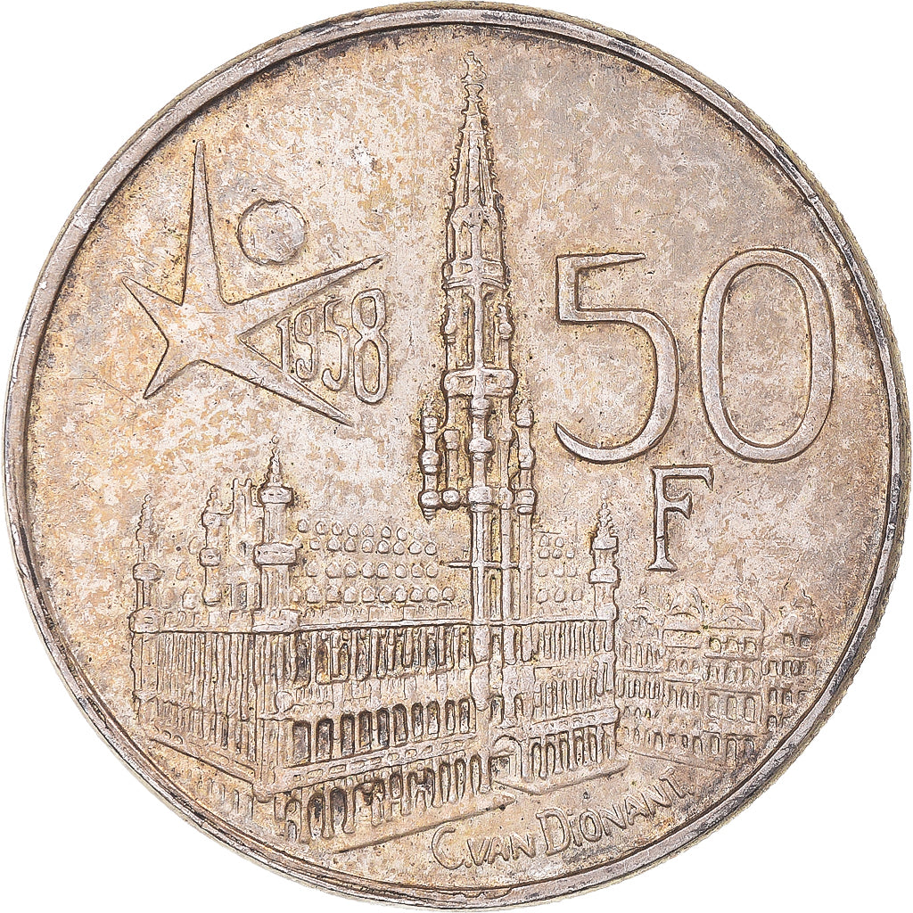 Moneta, Belgia, Baudouin I, Brussels World Fair, 50 Francs, 1958, Brussels