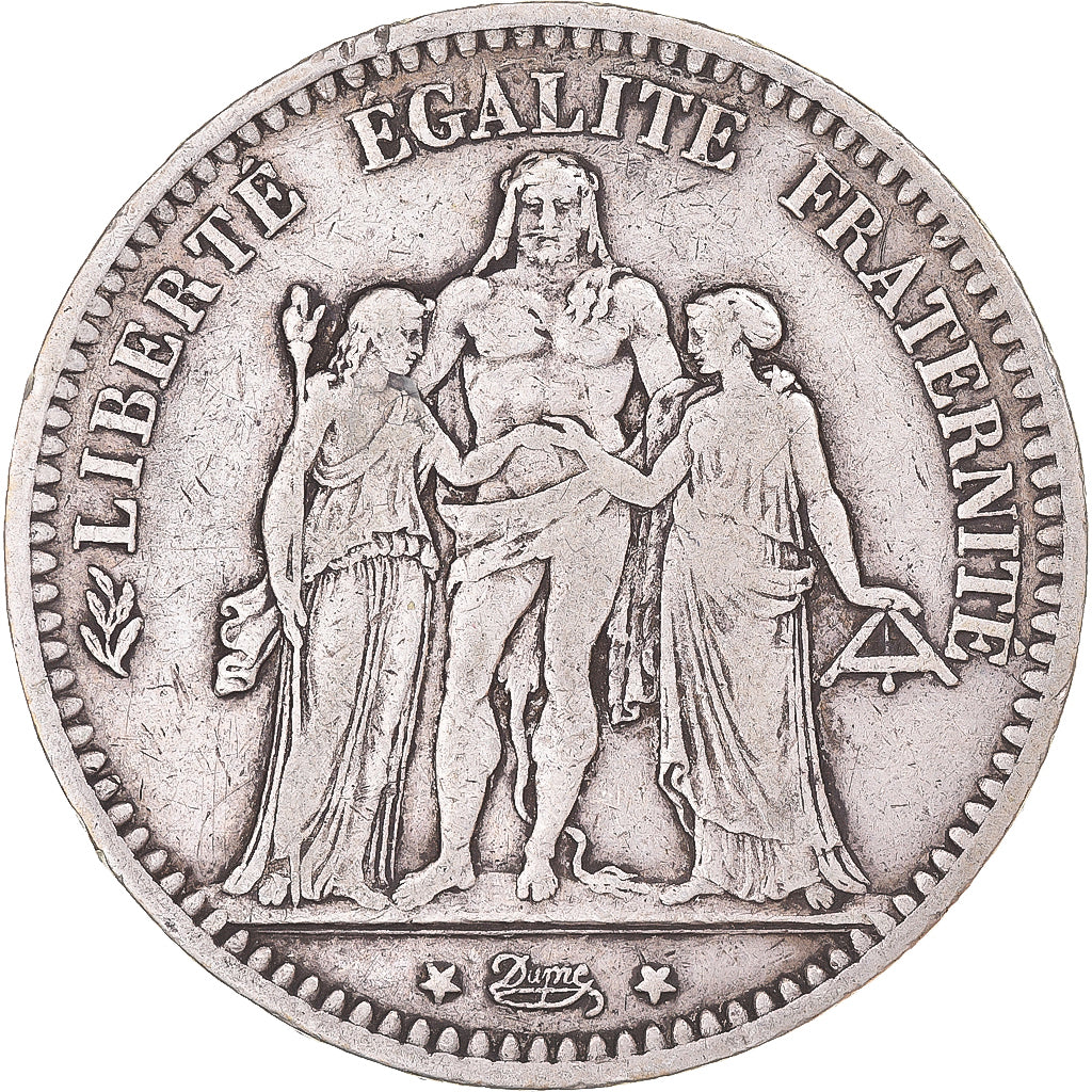 Coin, France, Hercule, 5 Francs, 1873, Bordeaux, VF(30-35), Silver, KM:820.2