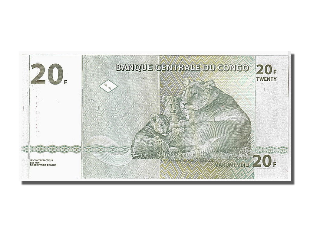 Geldschein, Congo Democratic Republic, 20 Francs, 2003, UNZ